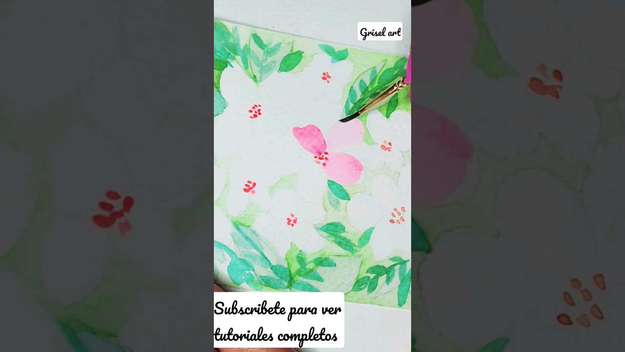 Proceso pintando flores con acuarelas 