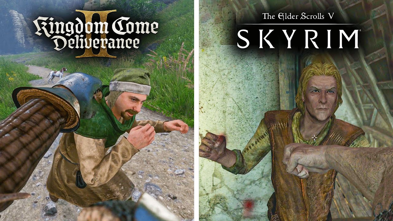 Kingdom Come Deliverance 2 vs Skyrim - Physics and Details Comparison