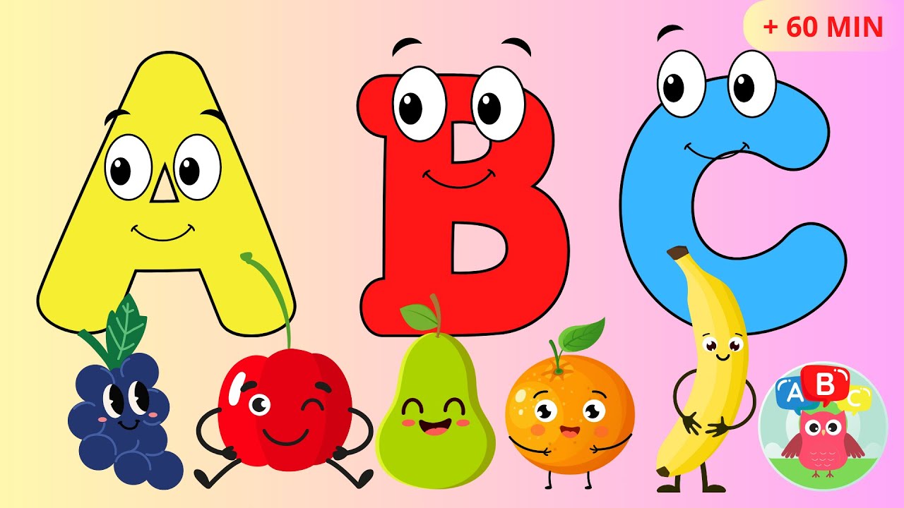 ABC - MARATONA de ALFABETO DIVERTIDO - Aprenda as letras do alfabeto das frutas - APRENDER O ABC.