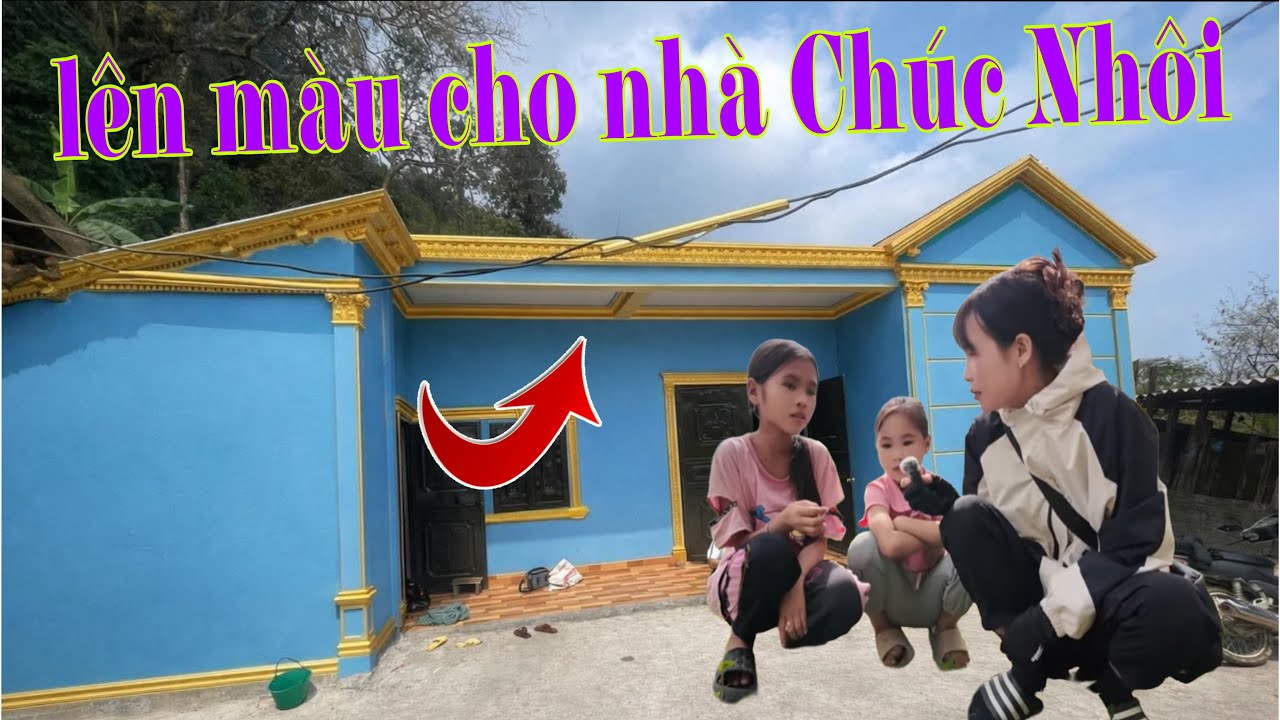 Cả nhà kéo đến tô màu ngôi nhà ước mơ của 2 chị em Chúc Nhôi
