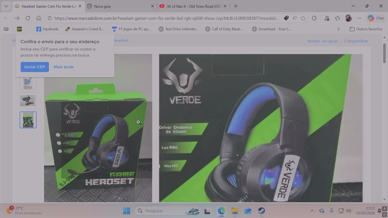 HEADSET VERDE EJ-008 MICROFONE EXELENTE COM OTIMO AUDIO