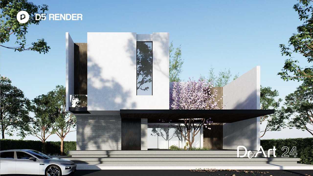 Modern Minimalist House Photorealistic Exterior Rendering Workflow | D5 Render Tutorial