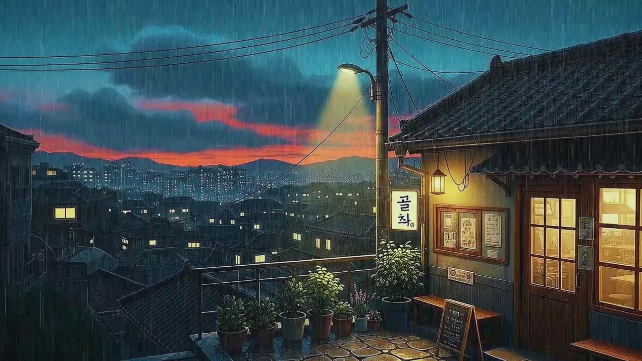 Rain Sounds x Lofi for Study in a Cozy Korean Rainy Night for Clear Thinking 😌