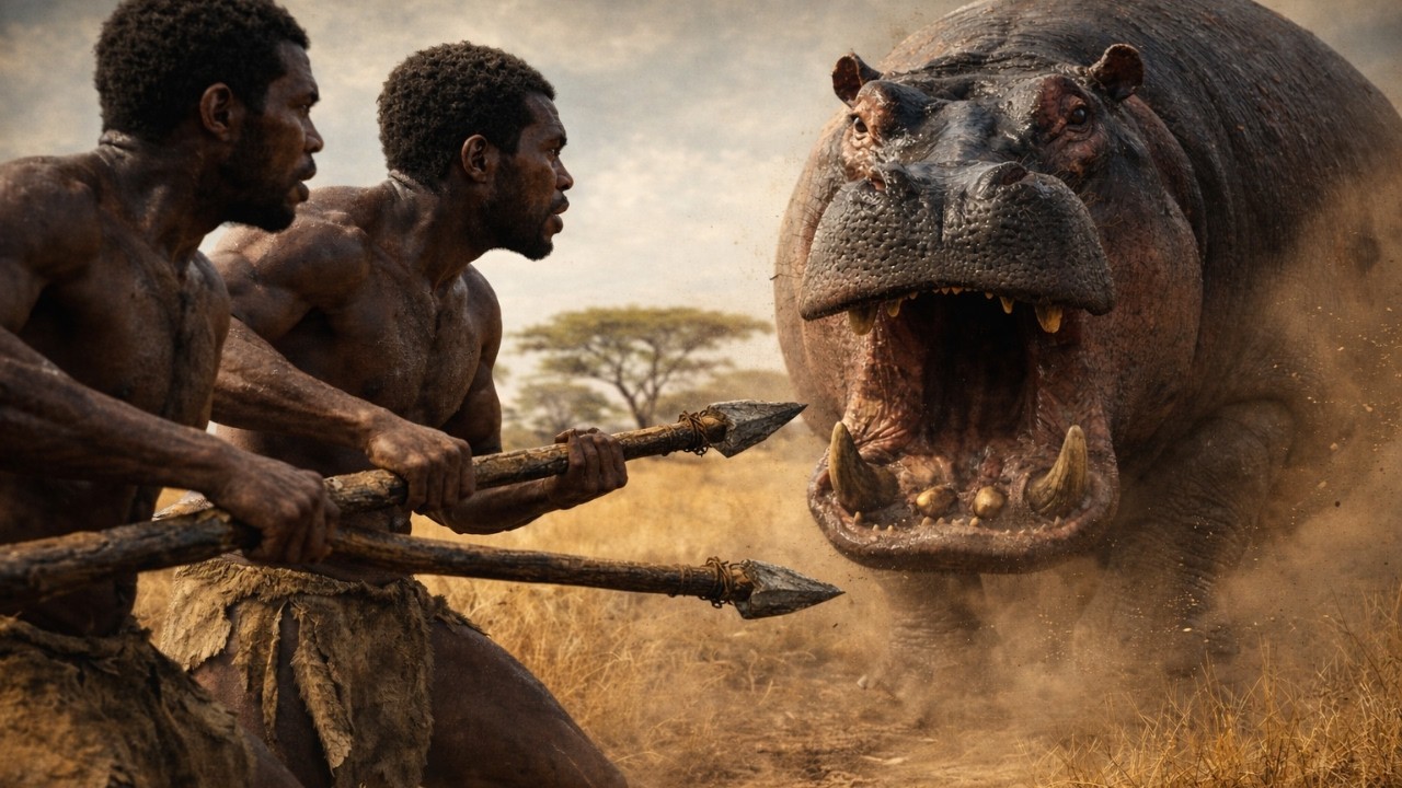 Life 5.7 Million Years Ago ||  Creating Primitive Spears for Defense and Hunting