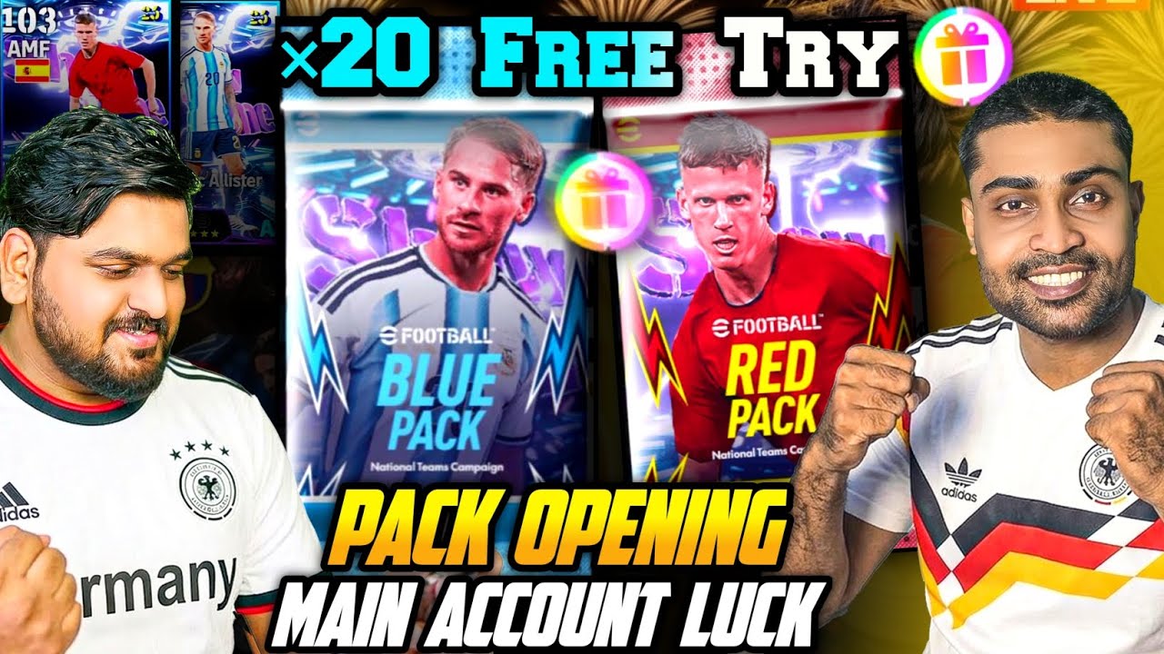 ×20 Free Spin Showtime Boxdraw E-Football 26🔥 | Red Pack Vs Blue Pack Opening In Main Account | Luck