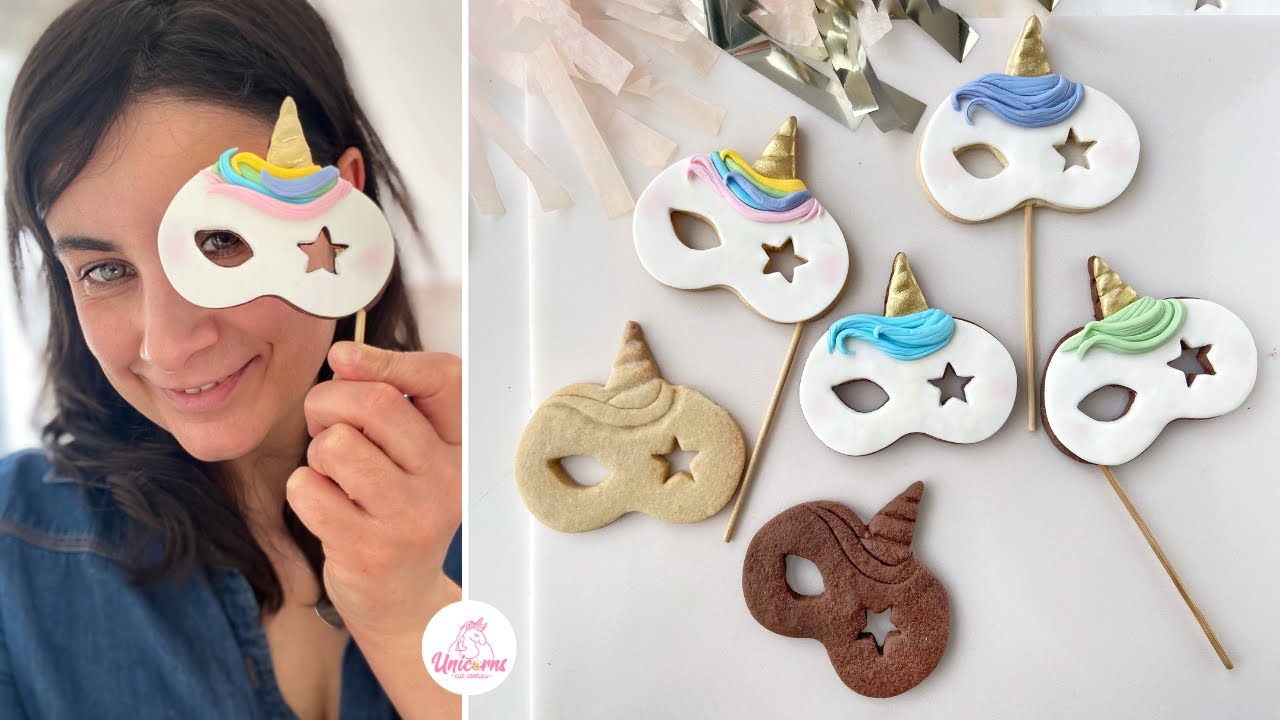 Biscotti su stecco unicorno a mascherina | UnicornsEatCookies