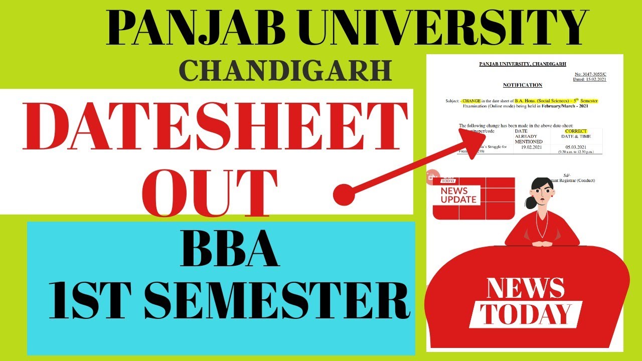 BBA 1st semester Date sheet Pu  2021 #Panjab University CHANDIGARH #HCP_AADA