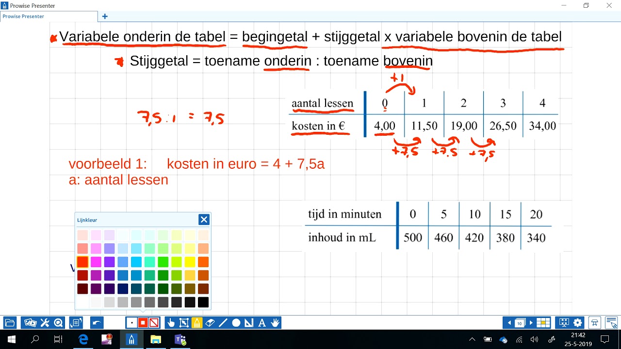 formule bij tabel met stijggetal berekenen