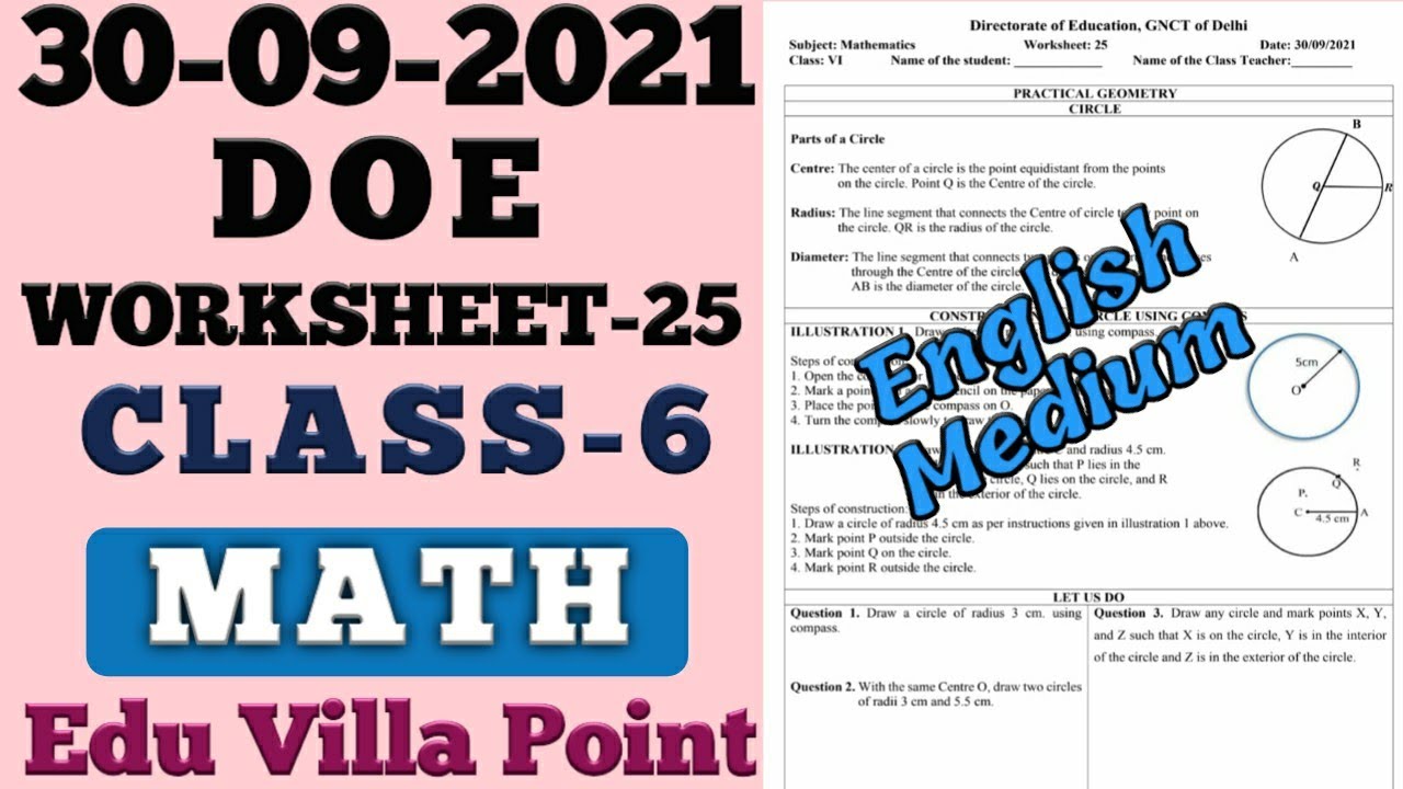 Class 6 Math Worksheet 25(30/09/2021) English medium| Class 6 Math  | Edu Villa Point