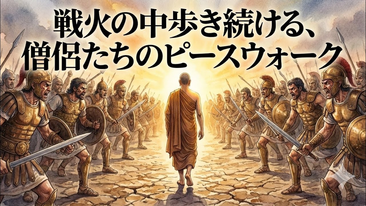 【紛争地帯を僧侶たちが歩く】ピースウォークを知っていますか？ 僧侶が危険地帯を歩く。 2500年前にブッダが命懸けで示した圧倒的な慈悲と、経典が明かすロヒニ川の奇跡。語り継がれる、魂が震える信仰の行脚