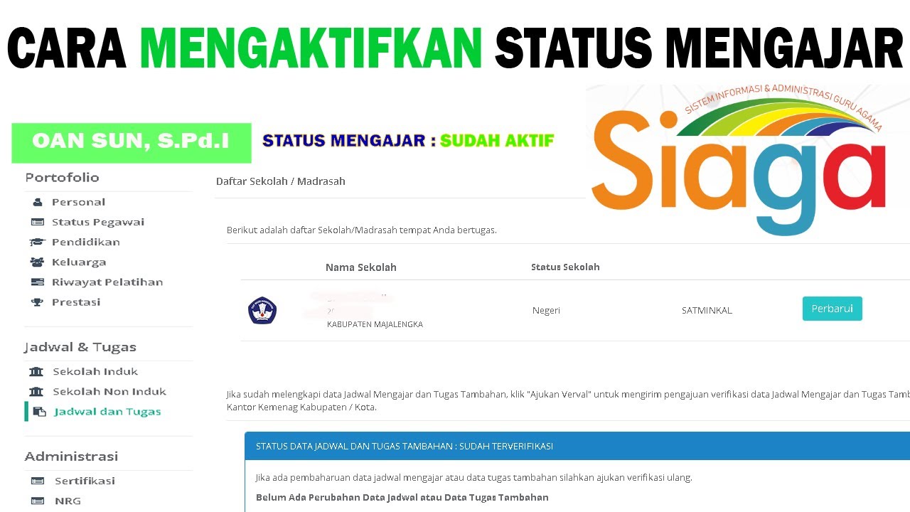 Cara Mengaktifkan Status Mengajar di Siaga Pendis