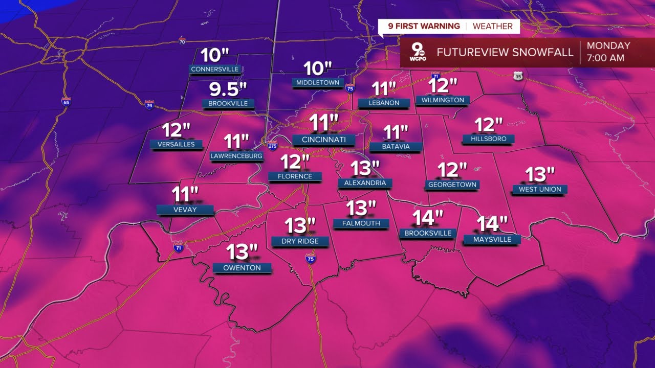 Our latest winter storm timeline for Cincinnati, Northern Kentucky