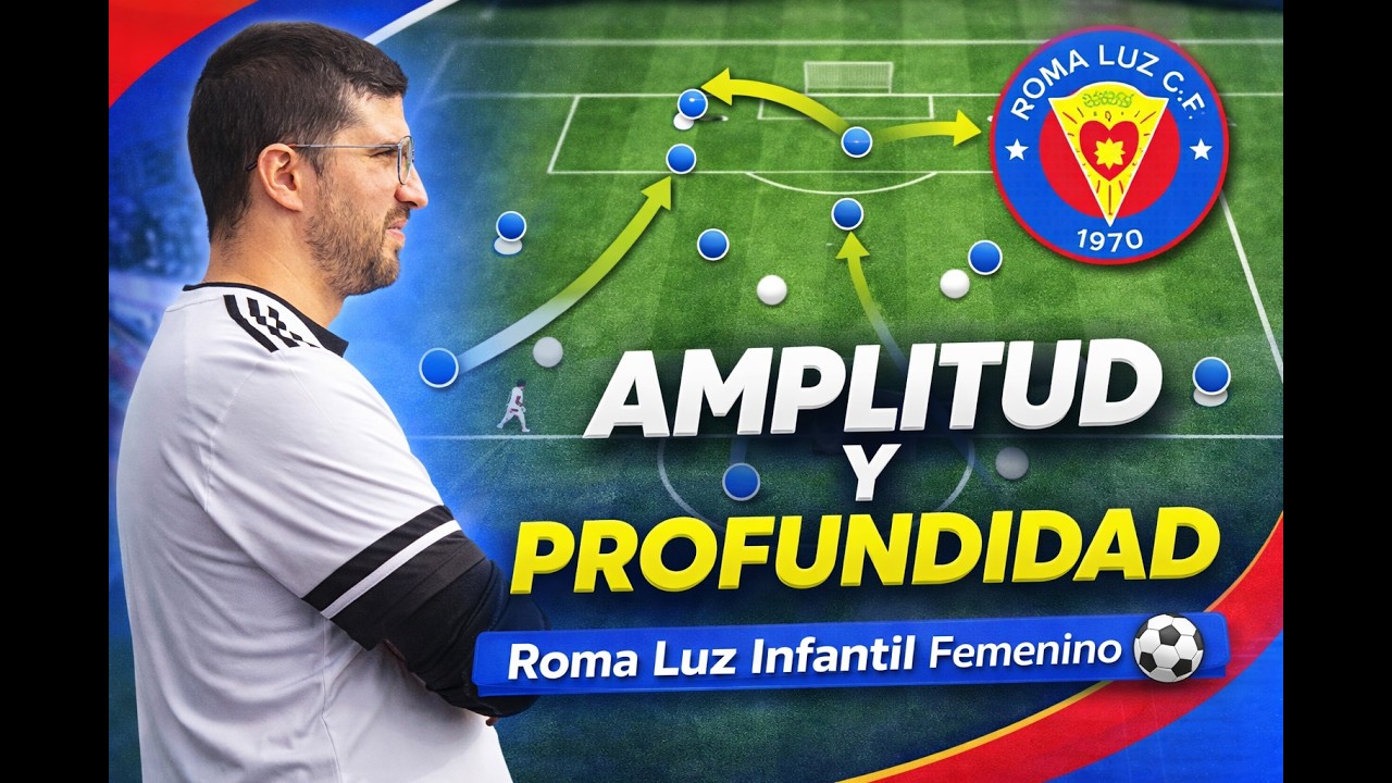 Cómo crear AMPLITUD y PROFUNDIDAD en fútbol | Explicación para Infantil Femenino (Roma Luz)