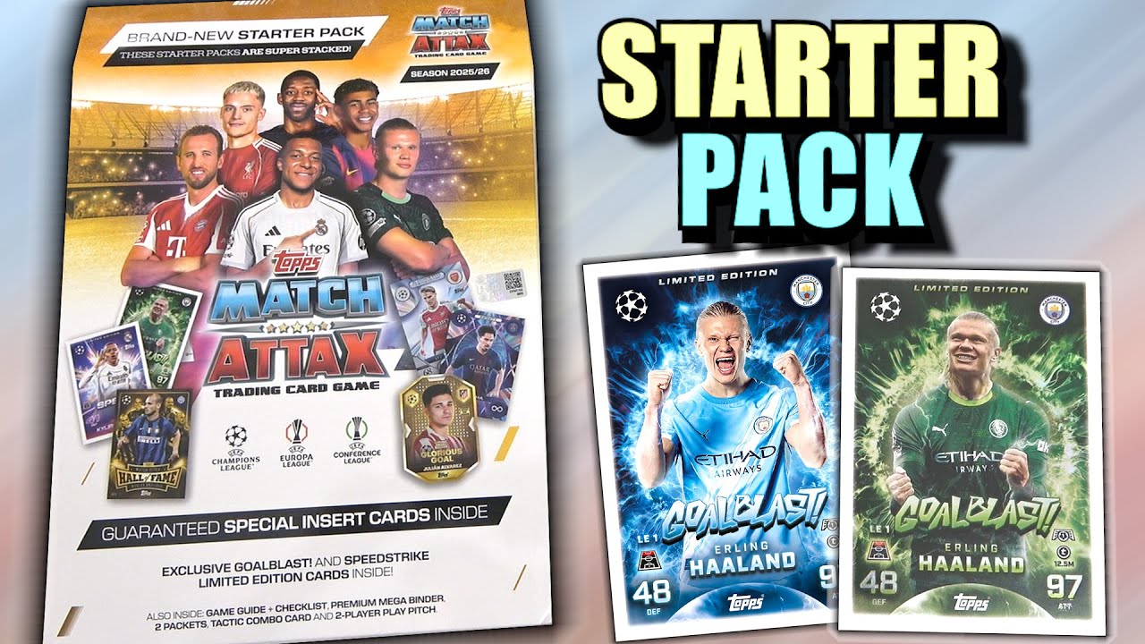 *NEW* MATCH ATTAX 2025/26 Starter Pack Opening & First 5 Packs  | Exclusive Haaland & Mbappe Cards