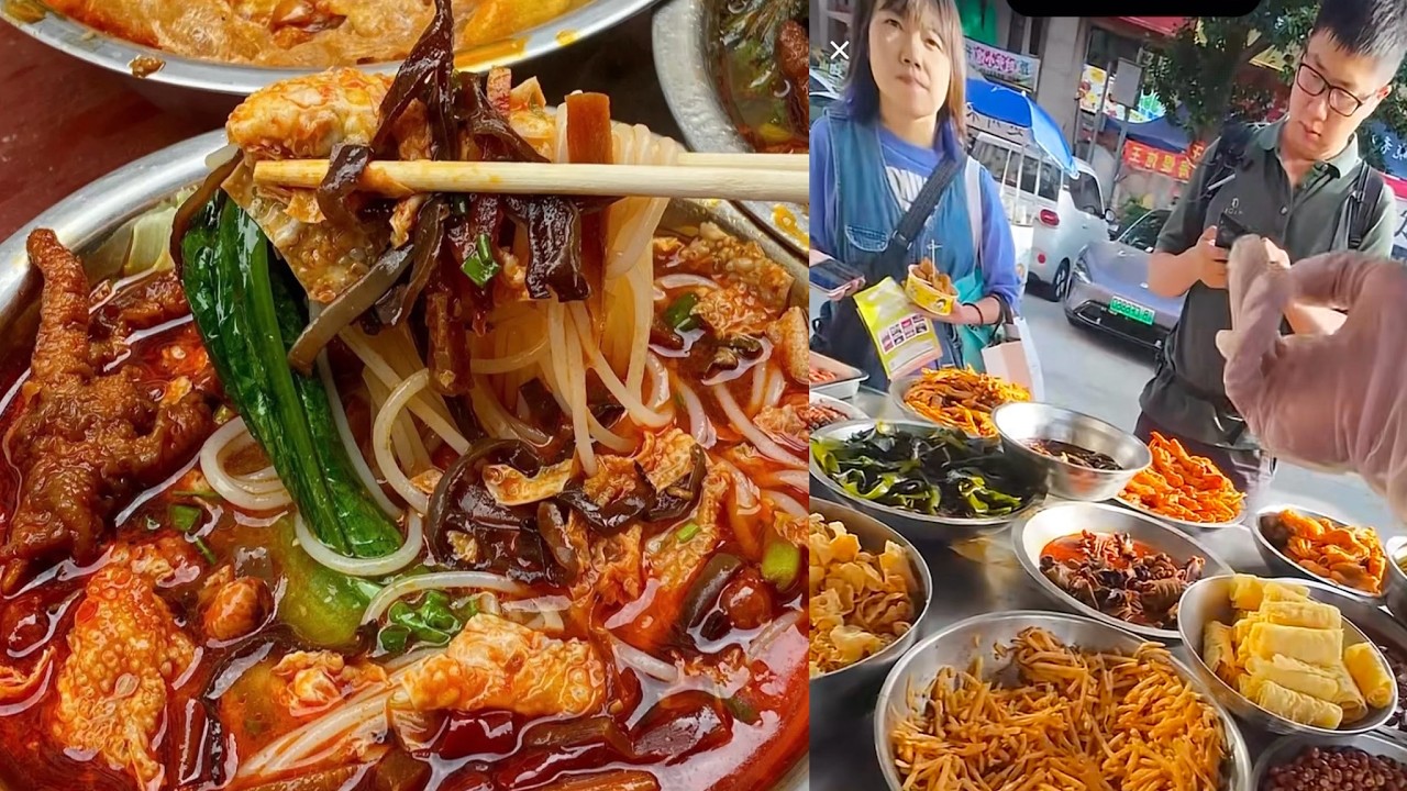 Live strean cooking food, cooking and selling snail rice noodles, yummy street food.
