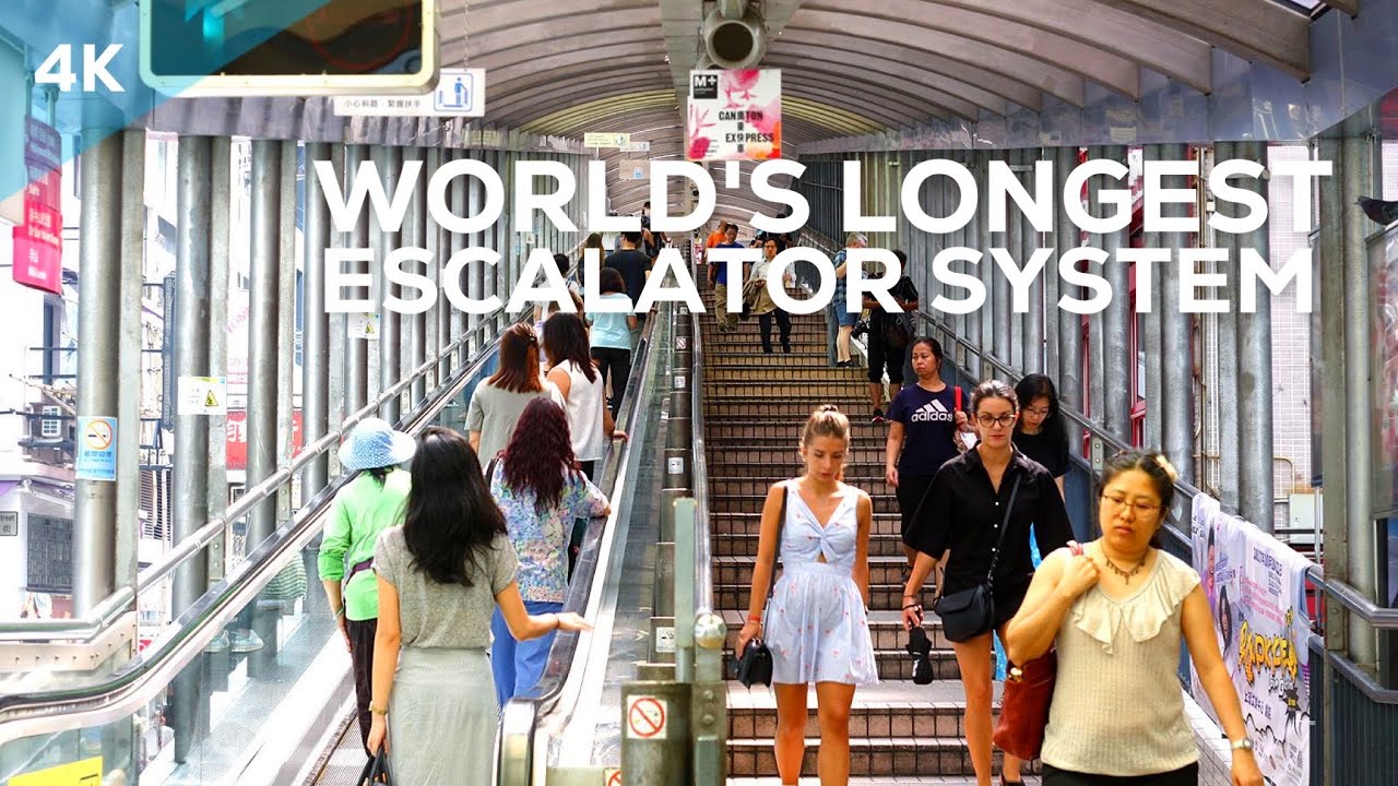 World's Longest Escalator System: Central-Mid-Levels-Escalator in Hong Kong (4K)