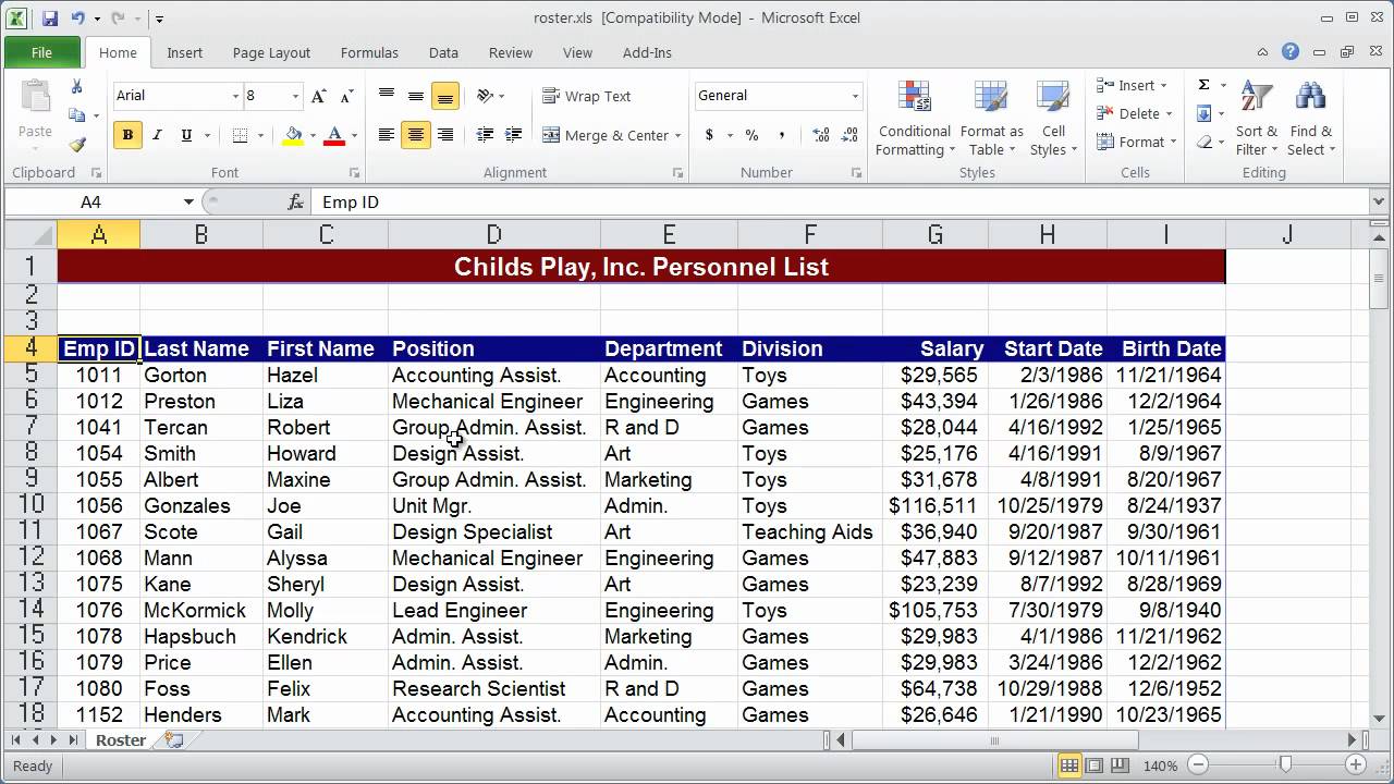 Working with Pivot Tables in Excel 2010 - Part 1