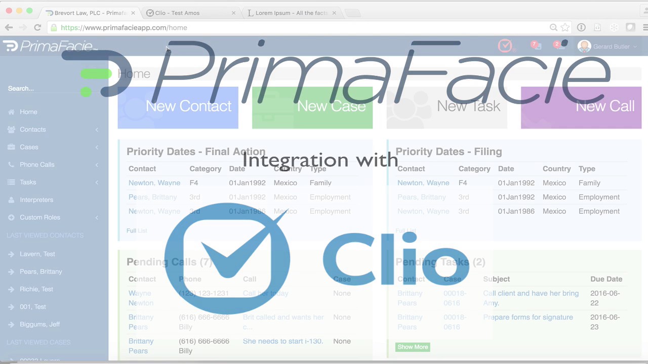 PrimaFacie Integration with Clio