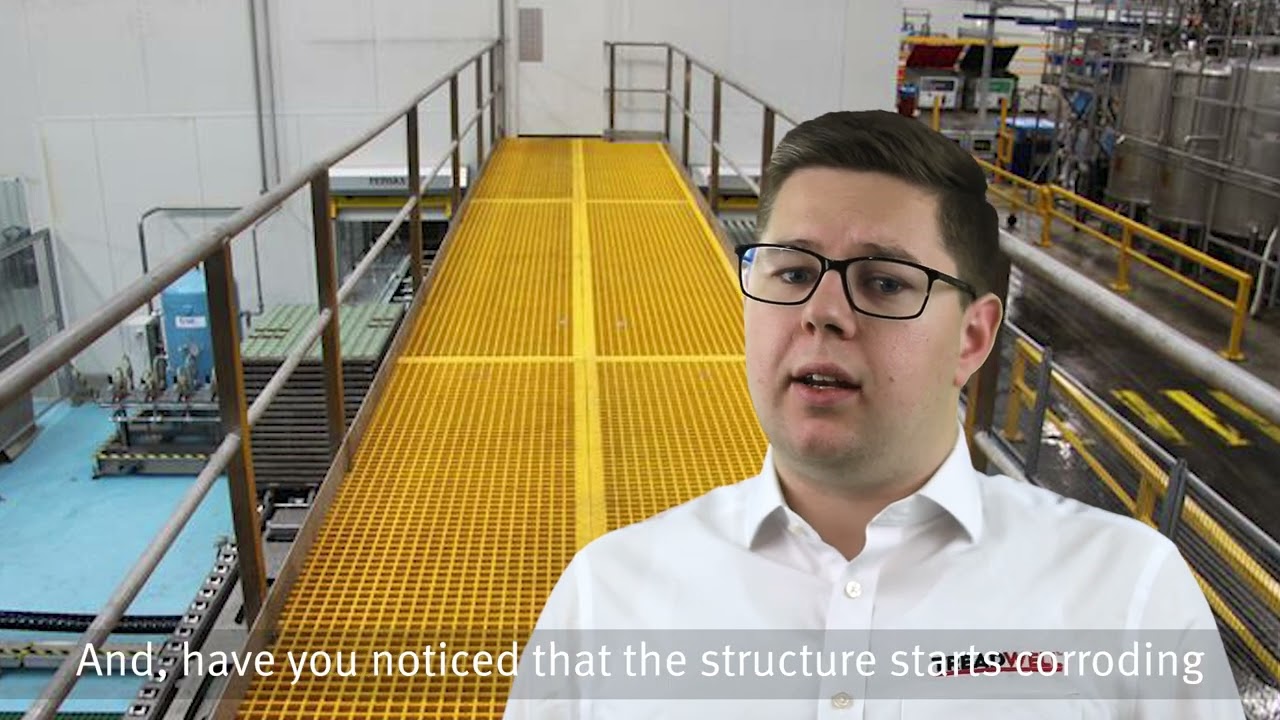 Grating panels for food processing plants