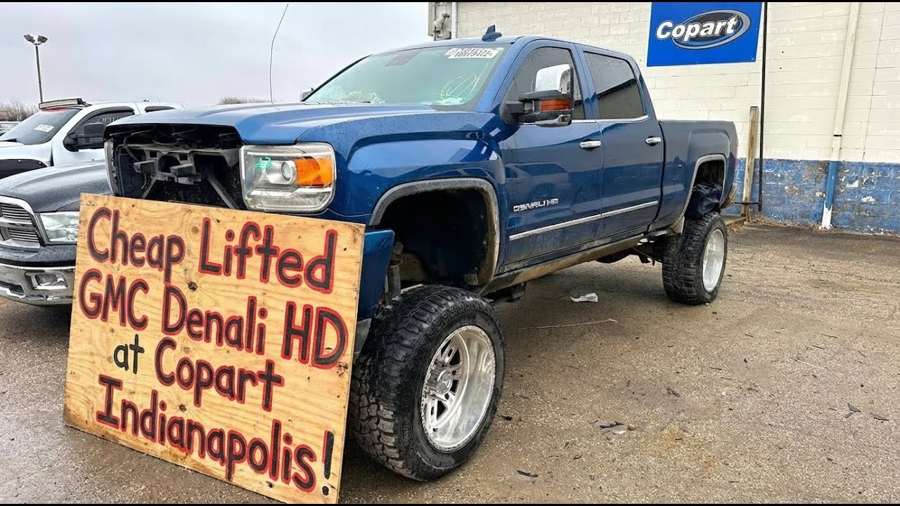 Copart Walk Around Indianapolis - Cheap Lifted GMC Denali HD!