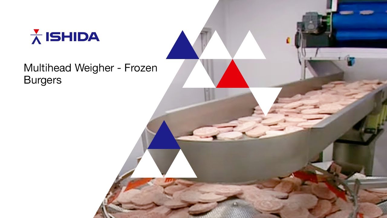 Ishida multihead weigher. Application: Frozen Burgers