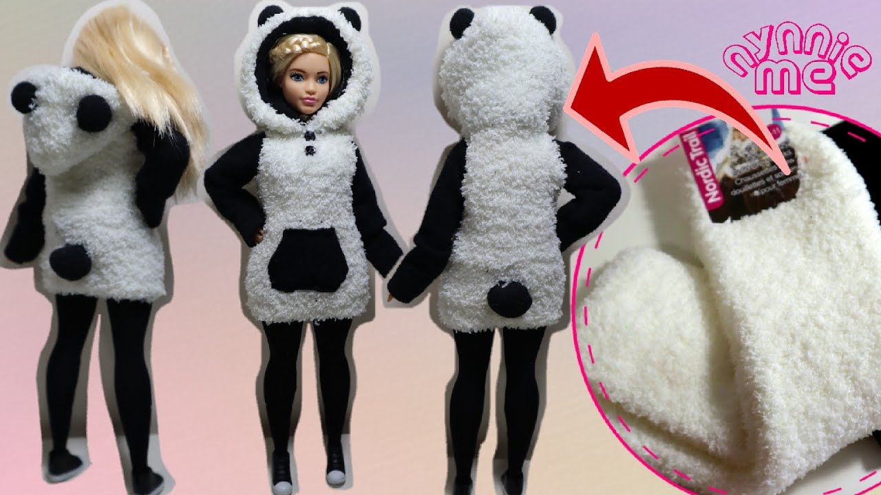 DIY How to make a Hoodie from socks for Barbie Curvy | nynnie me