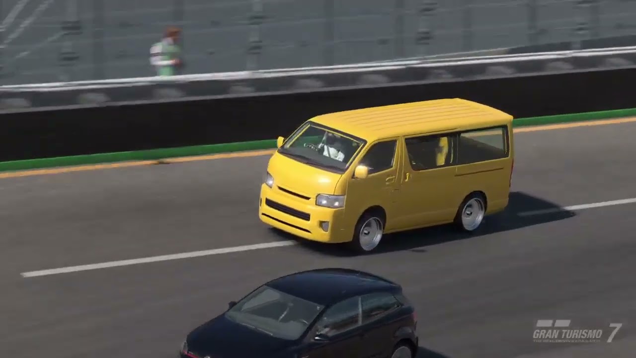 Gran Turismo 7 Outside View Of My 2016 Toyota Hiace Van DX At Broad Bean Raceway