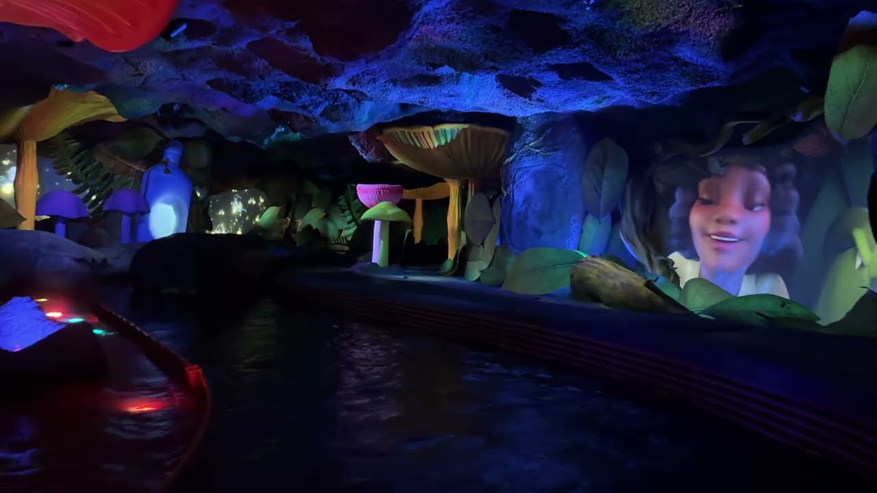 Tiana's Bayou Adventure Full Ride Through at Night