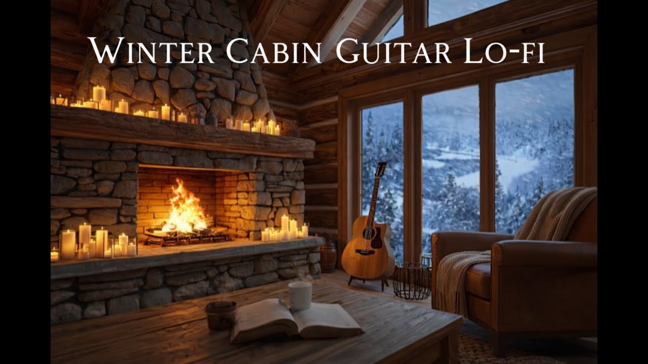 🎧Winter Cabin Guitar Lo-fi | Warm Fireplace & Coffee