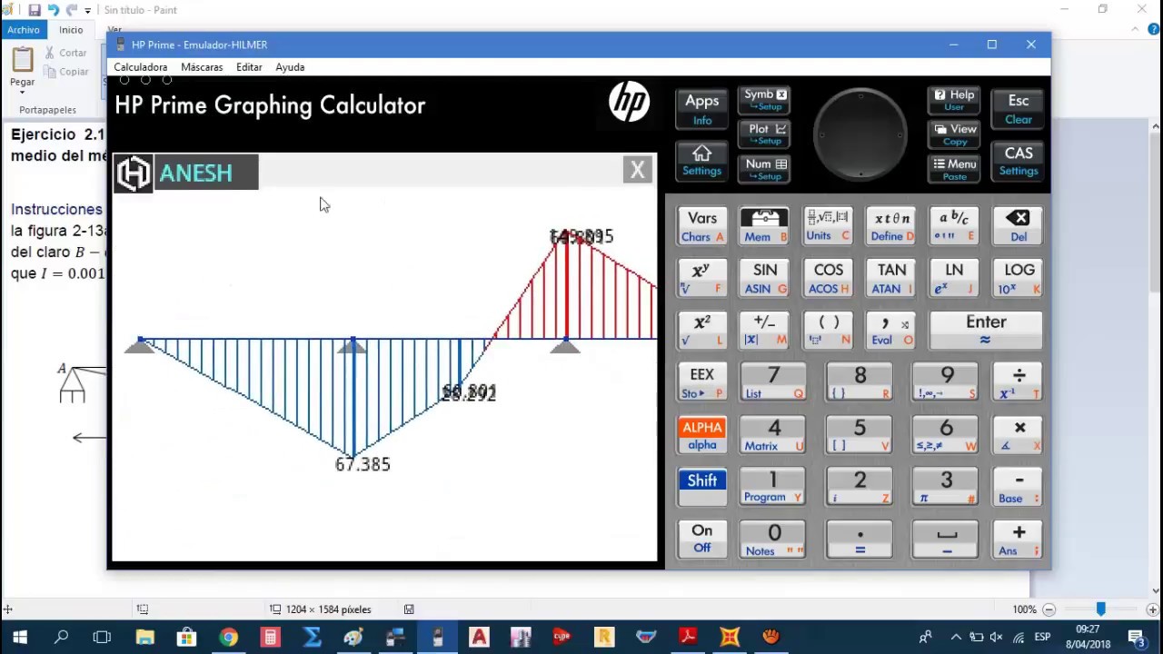 ANESH - HP PRIME Programa para el Análisis Estructural (Viga con Asentamiento)