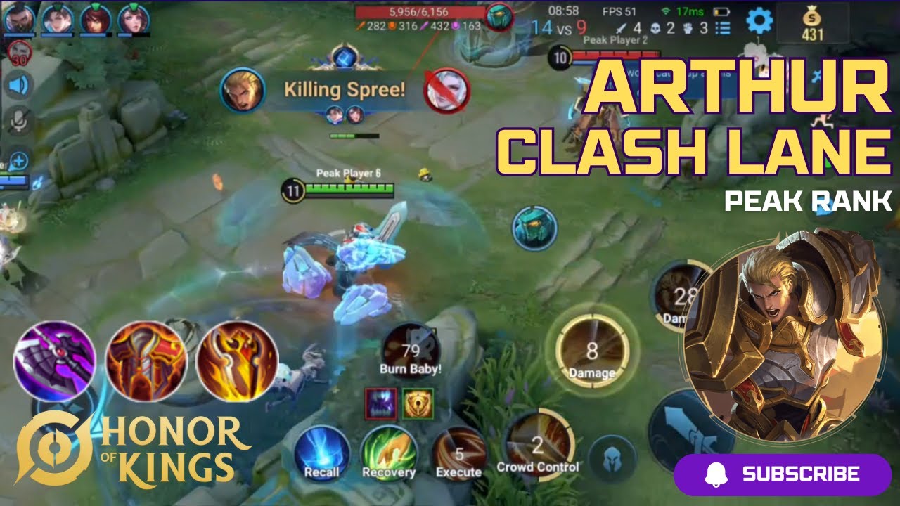 ARTHUR Peak Rank | CLASH LANE PRO BUILD + GAMEPLAY | Honor of Kings | HOK