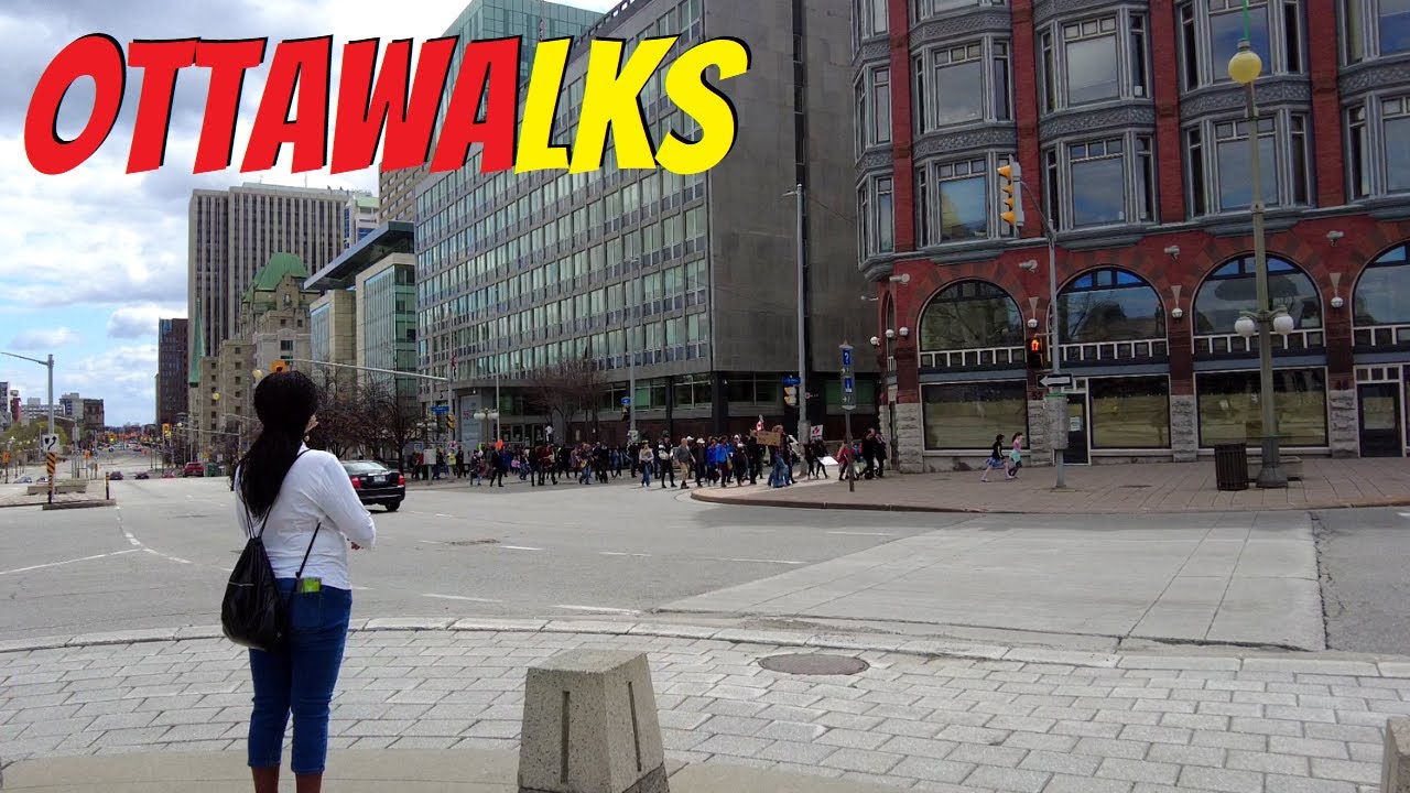 Downtown Ottawa during stay-at-home order, Bike ride from East-West, Saturday Anti-lockdown Protest