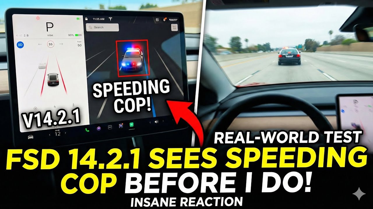 Tesla FSD 14.2.1 Sees SPEEDING COP Before I Do