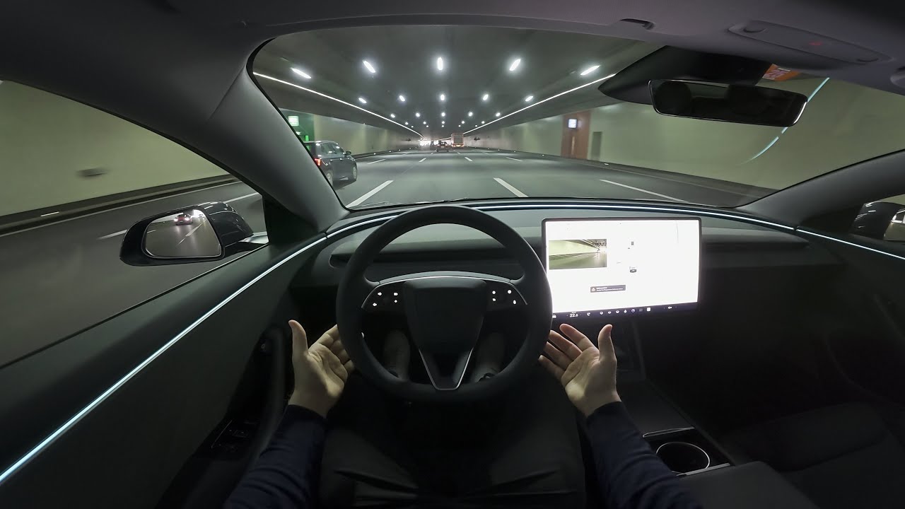 Driving New Tesla Model 3 Long Range RWD at Night