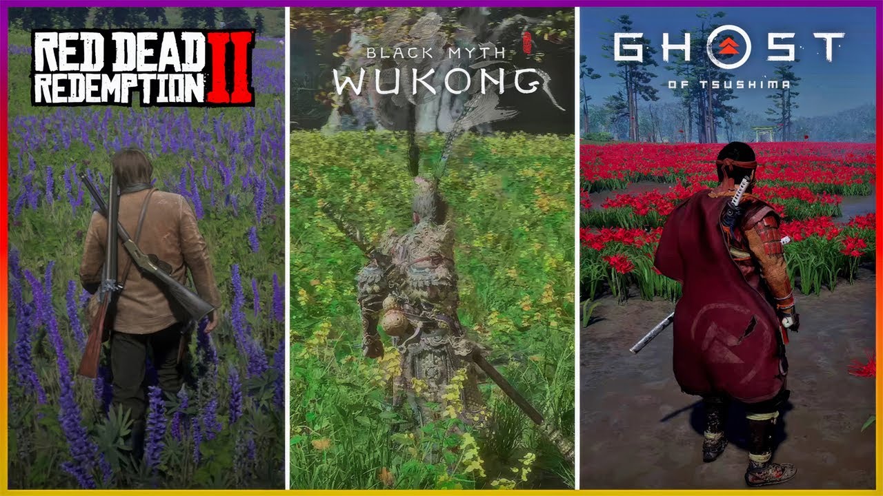 Black Myth Wukong vs Red Dead Redemption 2 vs Ghost of Tsushima | Physics and Details Comparison