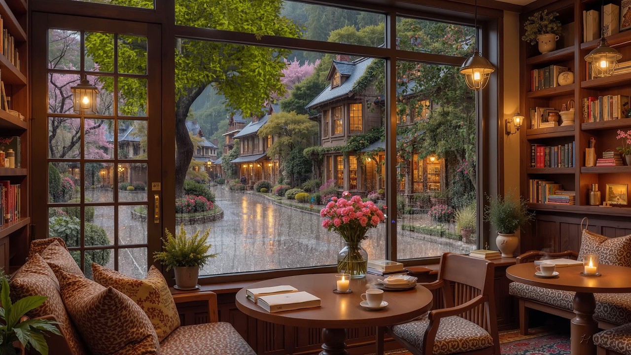 Good Mood Smooth Spring Jazz 🌿 Relaxing Piano & Calm Rainy at a Cozy Coffee Shop for Study, Work