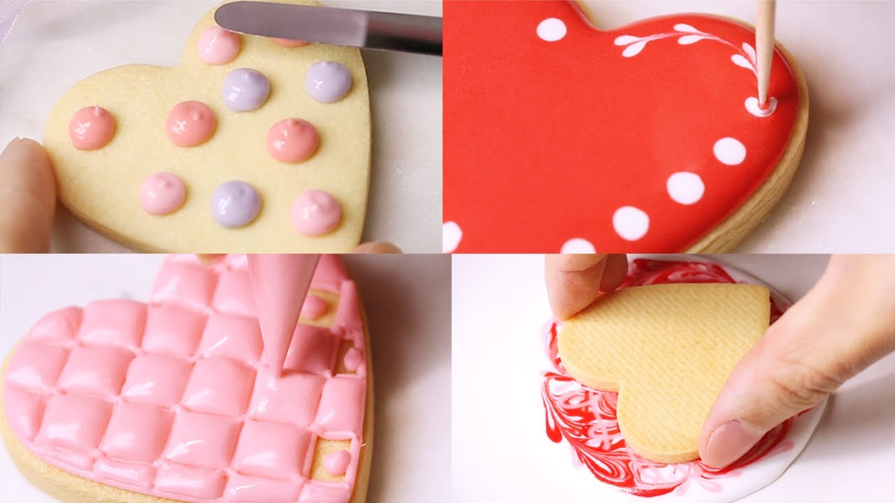 ハートクッキーを可愛くする7つのアイデア【アイシングクッキー】【バレンタイン】satisfying cookie decorating｜royal icing heart cookies