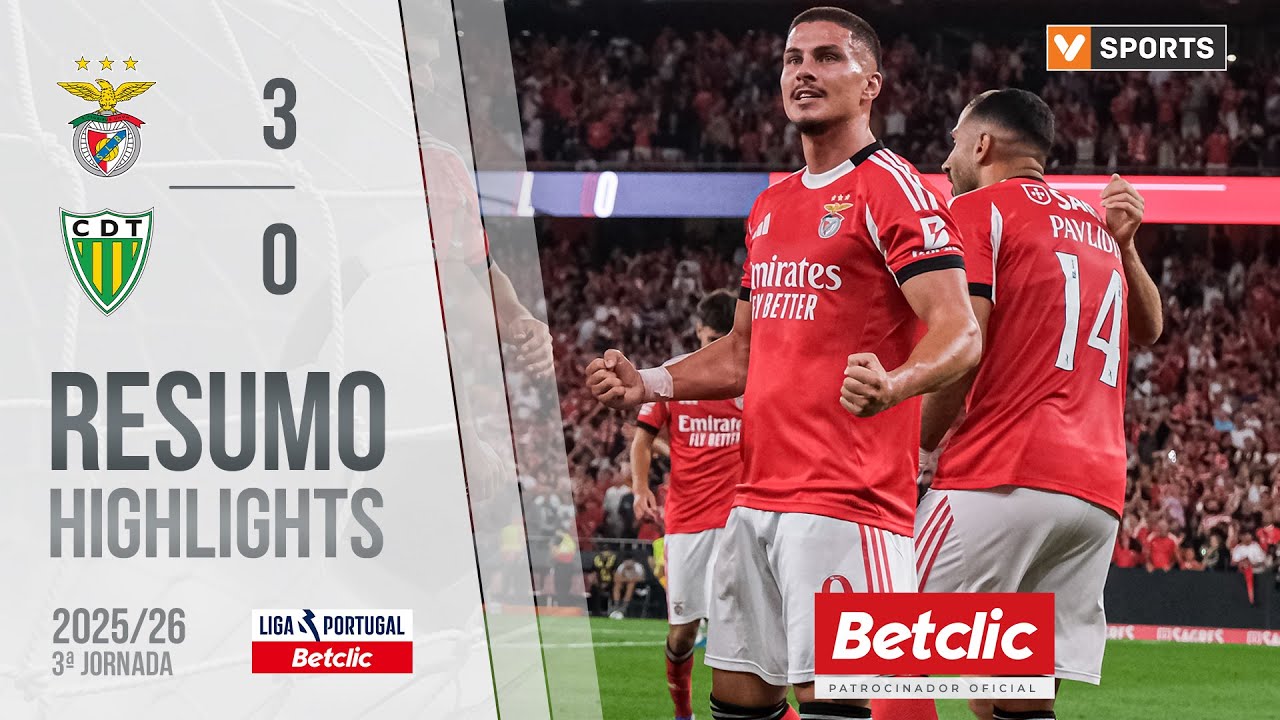Resumo: Benfica 3-0 Tondela (Liga 25/26 #3)
