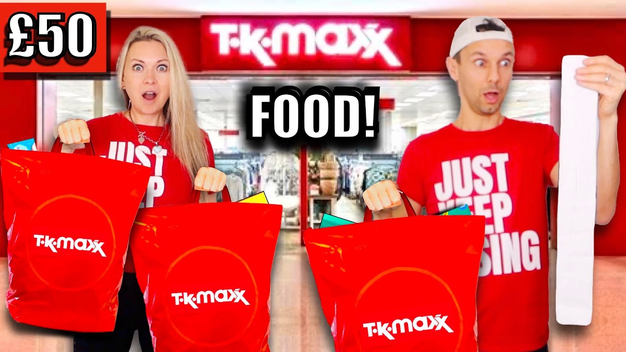 WE TOOK THE £50 FOOD CHALLENGE AT TK MAXX! How much can we buy?