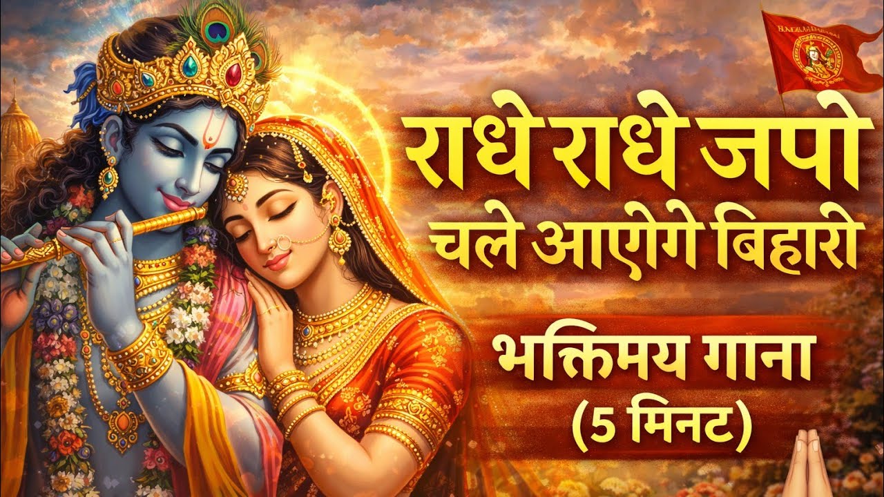 🚩🕉️ राधे राधे जपो 🕉️🚩 | 5 मिनट का मधुर भक्ति गीत | Radha Rani Bhajan | Radhe Krishna Song 🌸🌼