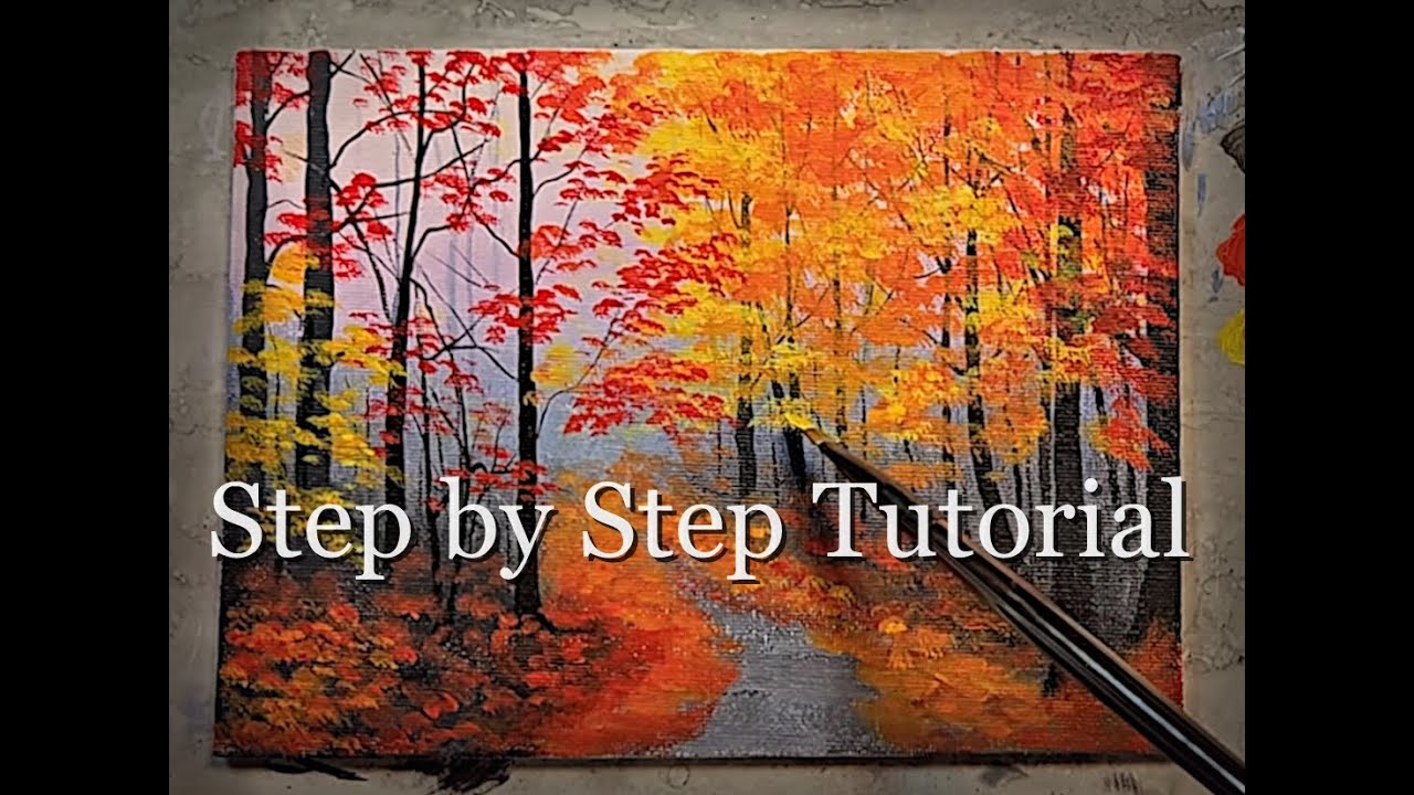 Coziest Fall Painting Tutorial | Forest Path & Guitar Ambience