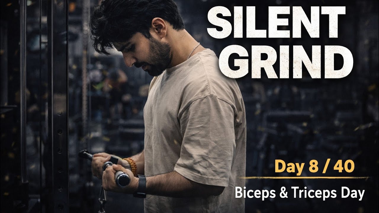 Day 8 / 40 | Silent Grind 💪 | Biceps & Triceps Workout | Real Life Fitness Vlog