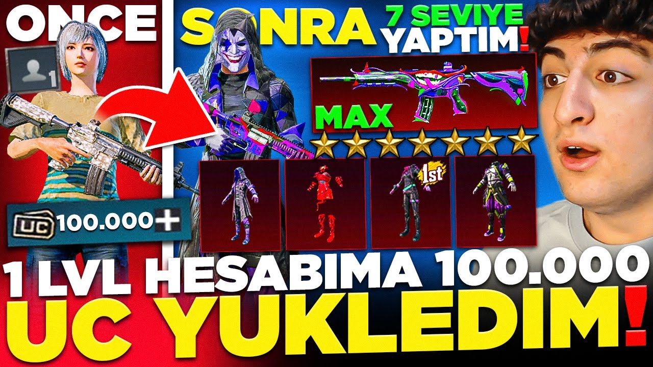 1 LEVEL HESABA 100.000 UC YÜKLEDİM❗ MASKARA SANDIĞINI FULLEYİP M4'Ü 7 SEVİYE YAPTIK❗ PUBG Mobile