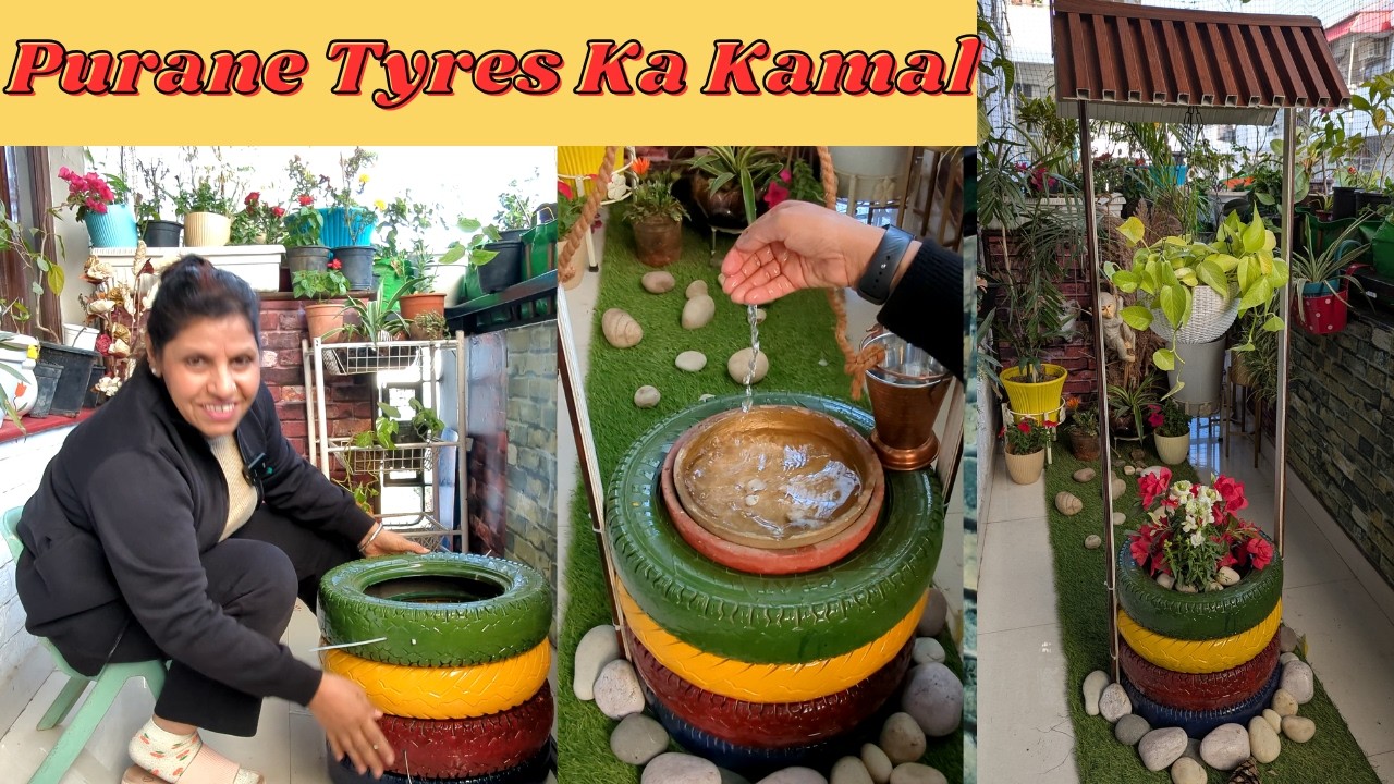 Purane Tyres Ka Kamal ✨ Best Out of Waste | Old Tyres Se Garden Well Banaya 😍 DIY Garden Decor