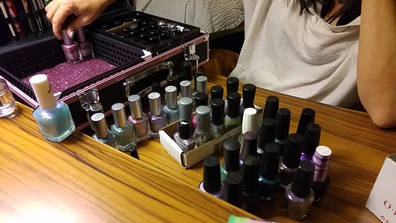 ASMR- Nail polish collection- organizing and sorting my new travel case -Silent-No Talking