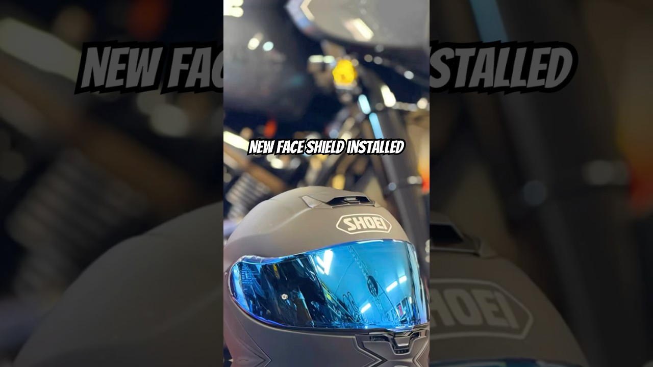 #shoei #helmet Neotec 3 Spectra blue face shield installed 😊.  #motorcycle lid upgrade