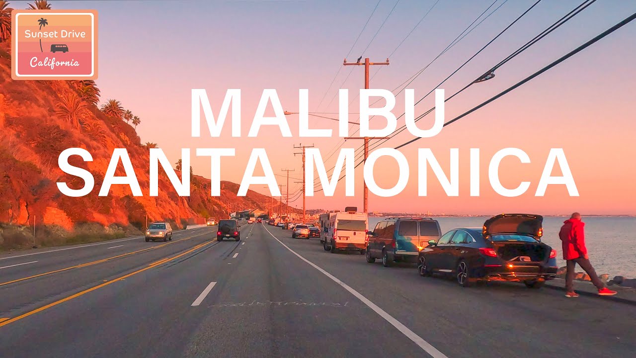 Driving Malibu to Santa Monica at Sunset Los Angeles California | Relaxing Immersive Cinematic