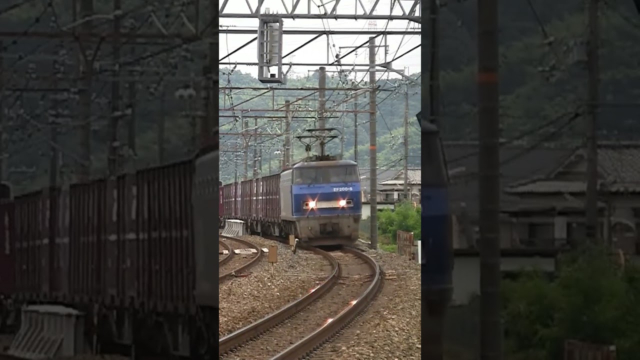 トワイライト大阪行きとEF200貨物列車 2009年 7月 山崎サントリーカーブ