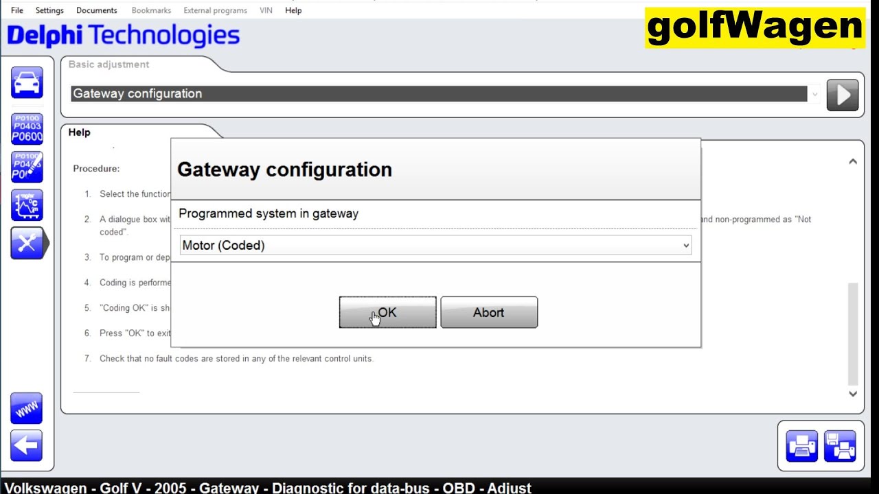 Delphi DS150E CAN Gateway coding VW Golf 5