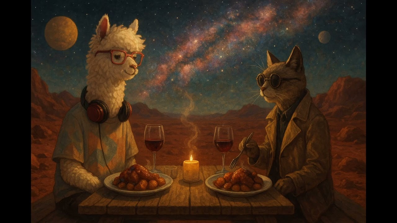 Lo-fi Sleep & Study Music — Dinner on Mars with a Cat & Alpaca 🌌🐱🦙